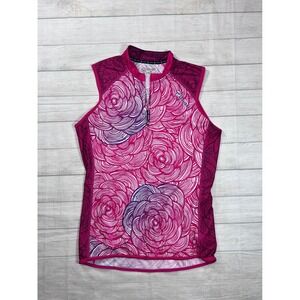 Canari Cycling Jersey Womens XL Pink Purple Swirl Floral Sleeveless Full Zip